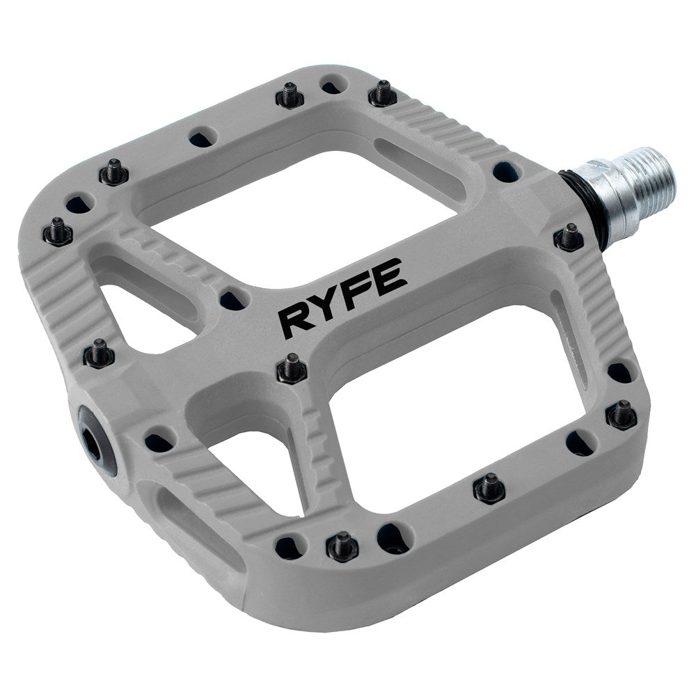grey pedals Ryfe Sasquatch Composite Flat – 110mm MTB Platform Bike n'Hike Tour zur subfamily: Color:Titan Phantom Black with a non